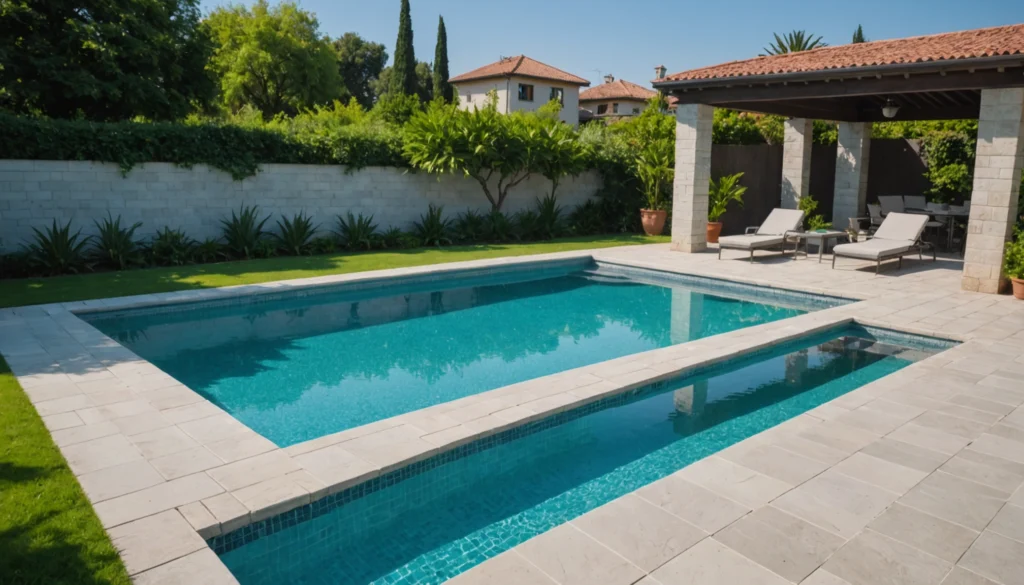 margelle piscine en carrelage