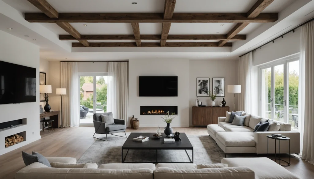 habillage entre poutre plafond