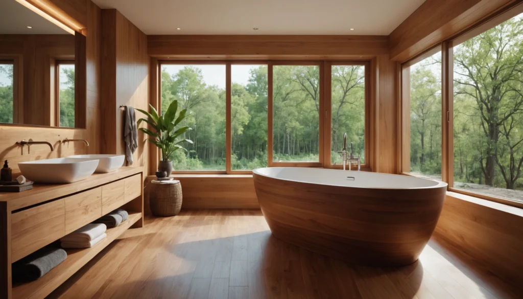 baignoire autoportante en bois