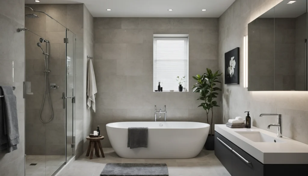 petite salle de bain avec baignoire et douche